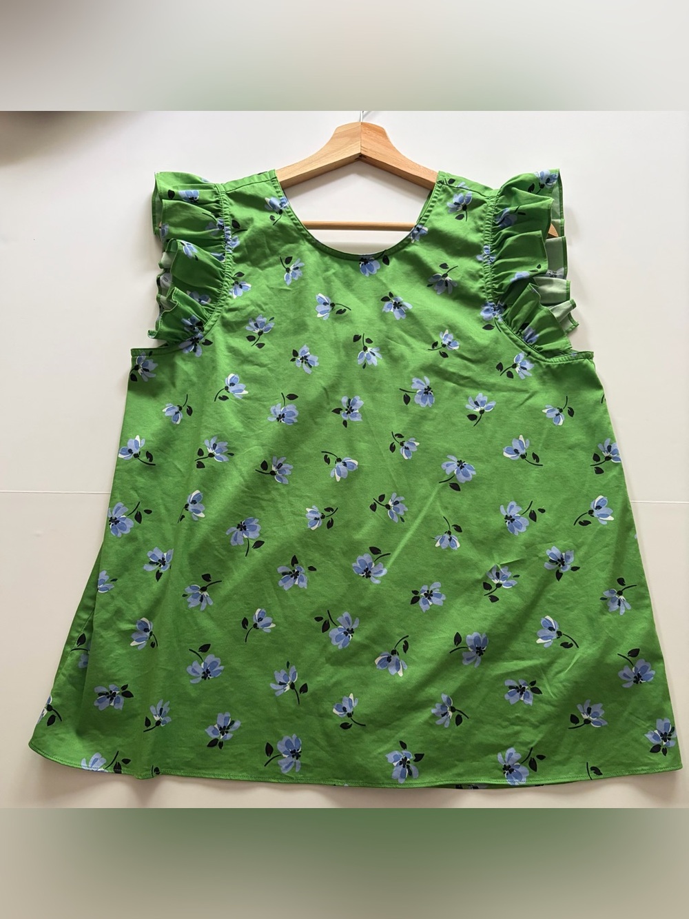 Kate Spade Green Floral Ruffle Tank Top